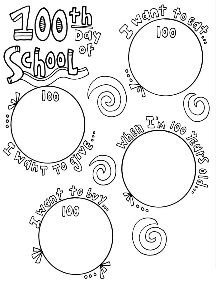 100 Day's of School Worksheets Free Coloring Pages 28