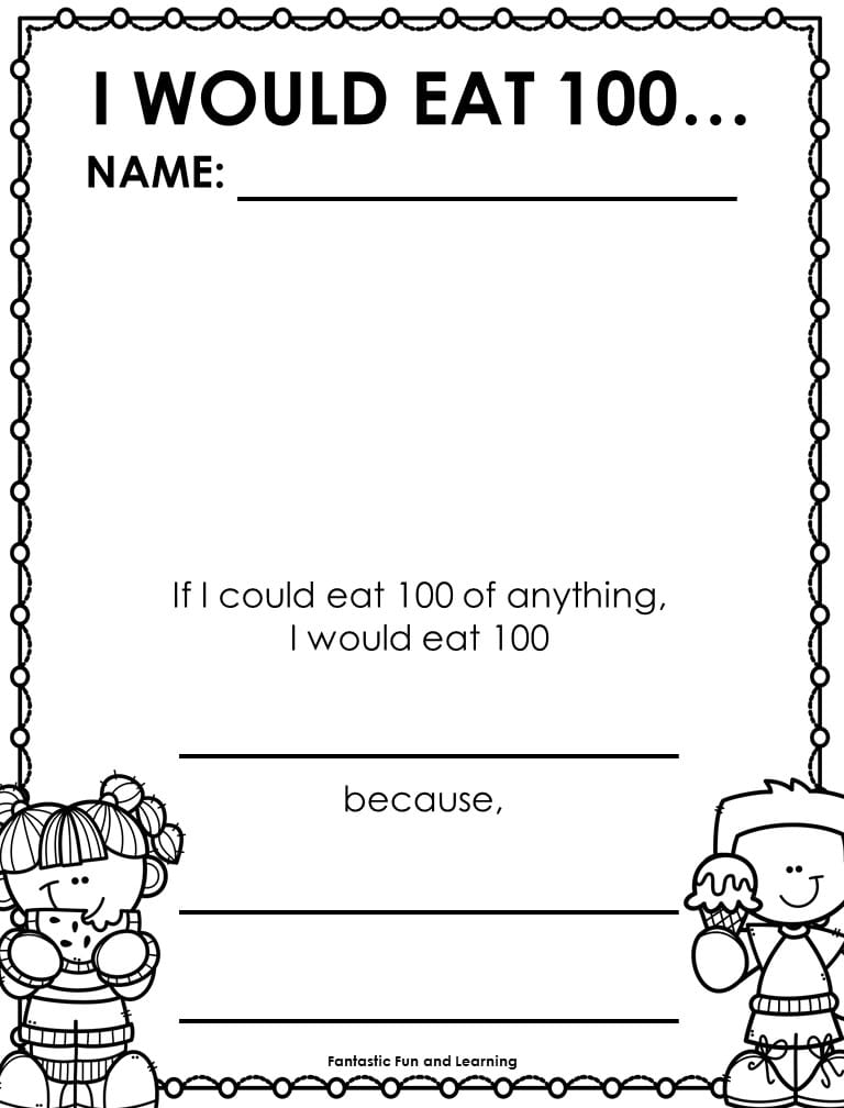 100 Day's of School Worksheets Free Coloring Pages 46