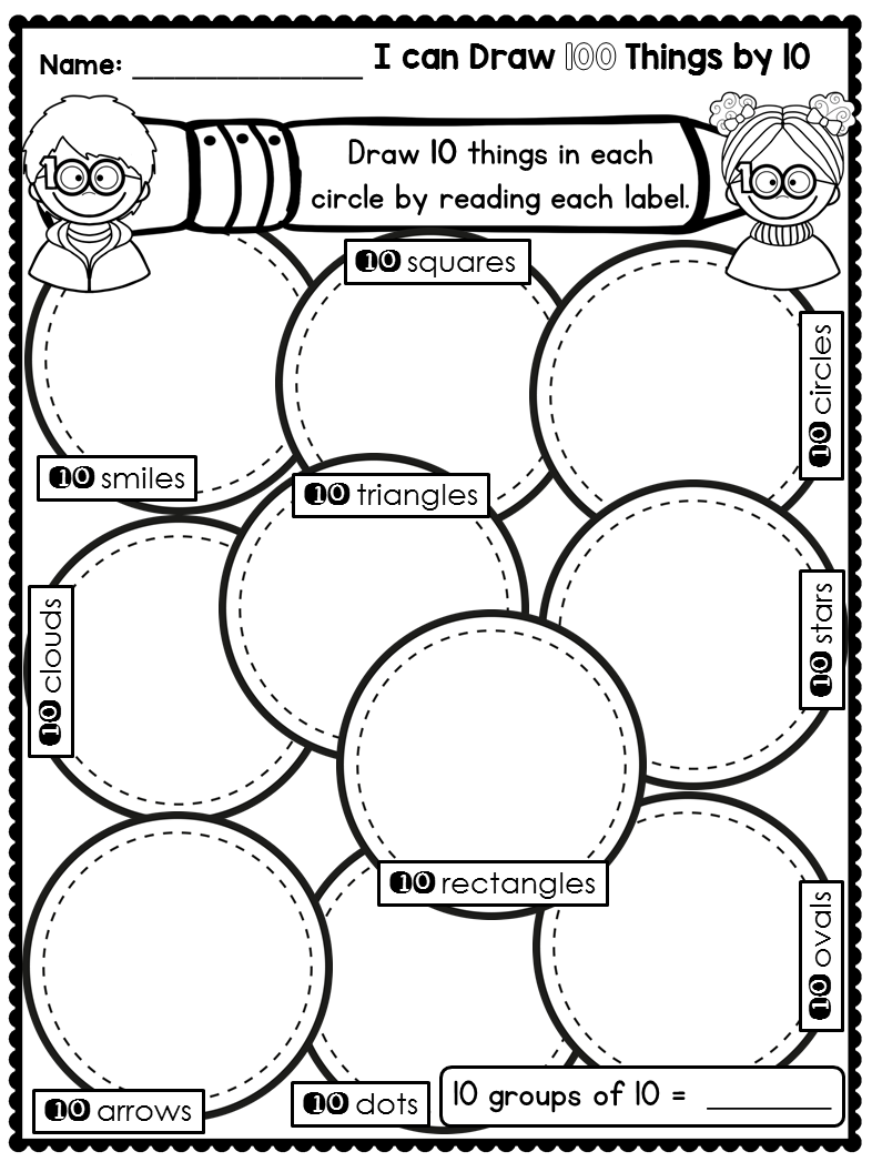 100 Day's of School Worksheets Free Coloring Pages 47