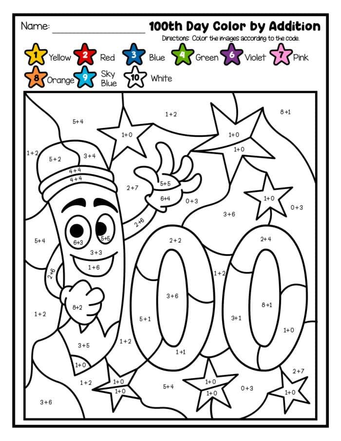 100 Day's of School Worksheets Free Coloring Pages 93