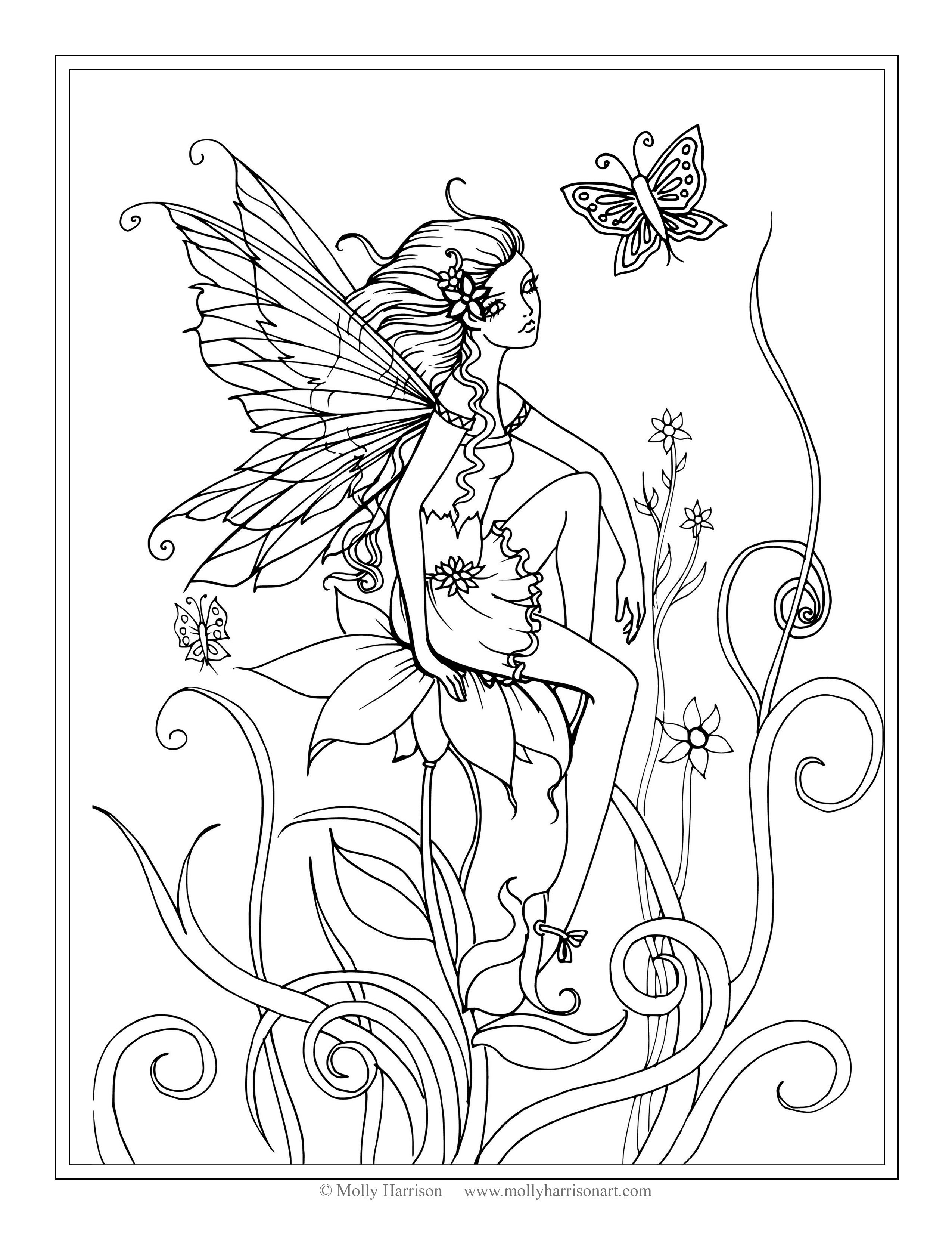 Fairy Coloring Pages Aesthetic Printables 18