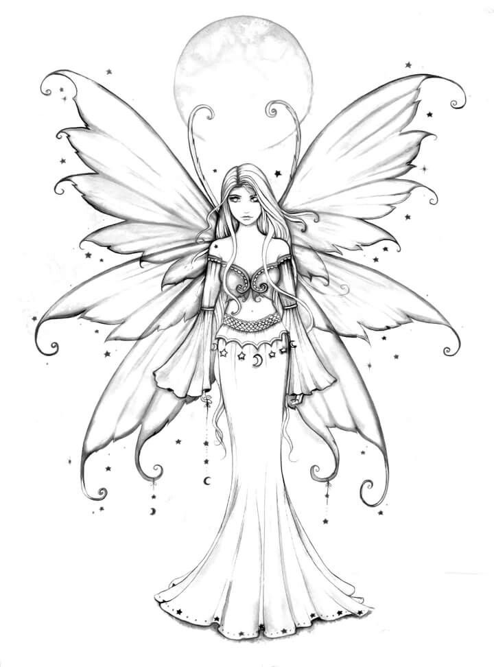 Fairy Coloring Pages Aesthetic Printables 37