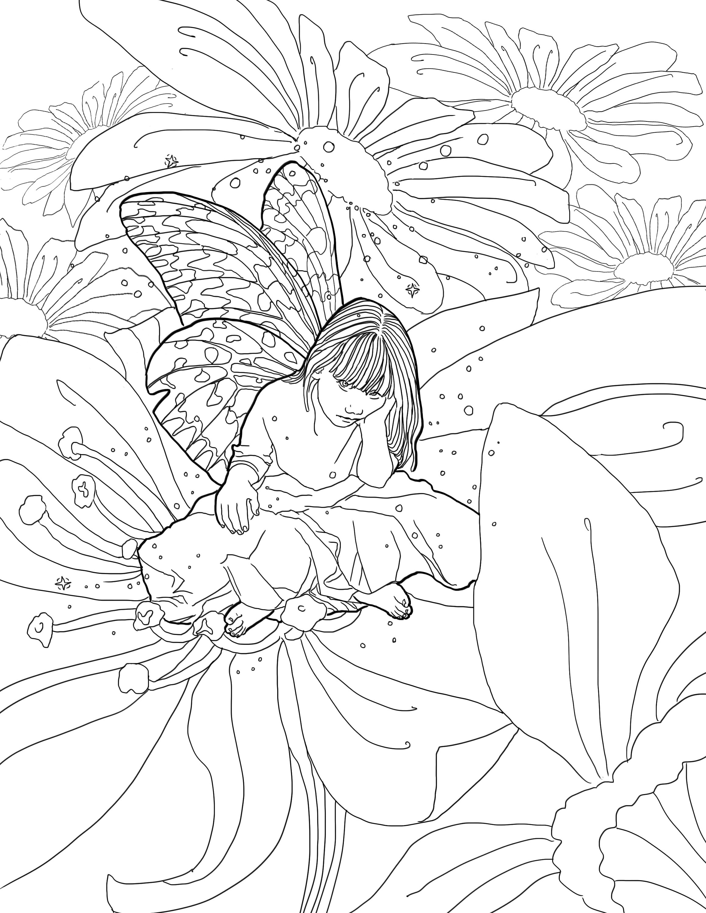 Fairy Coloring Pages Aesthetic Printables 61