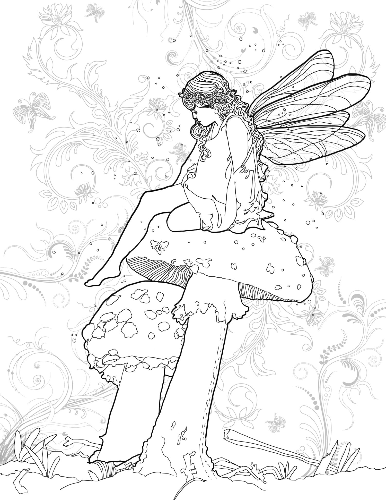 Fairy Coloring Pages Aesthetic Printables 72
