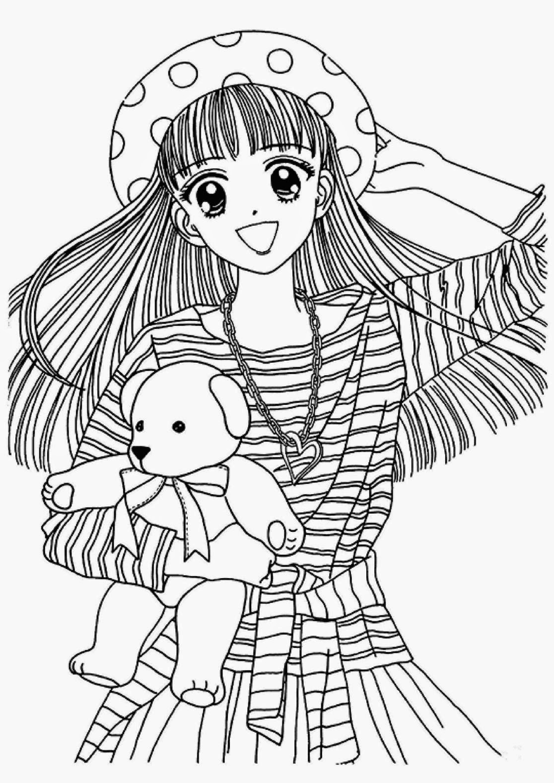 Lineart Anime Coloring Pages Printable 1