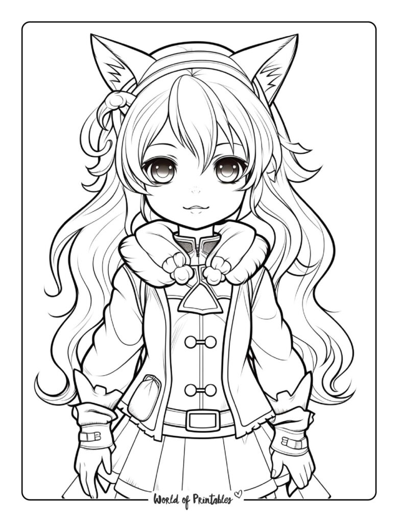 Lineart Anime Coloring Pages Printable 10