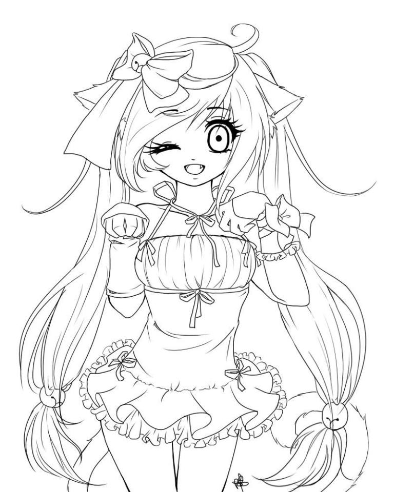 Lineart Anime Coloring Pages Printable 100