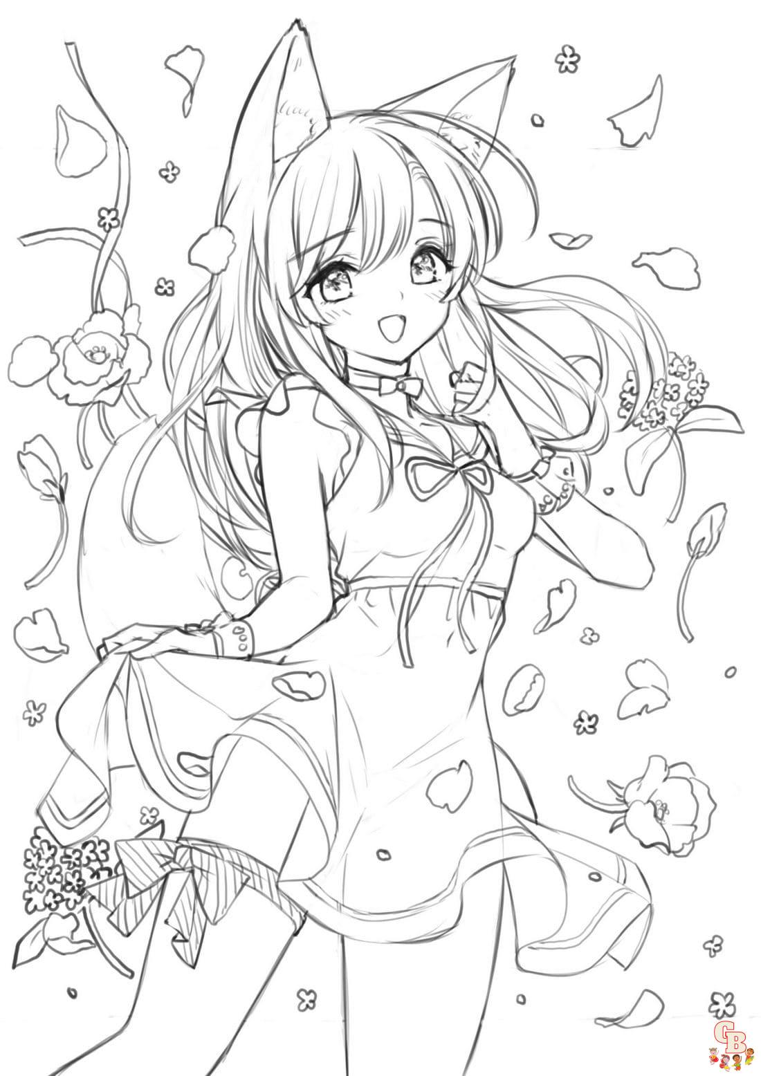 Lineart Anime Coloring Pages Printable 11