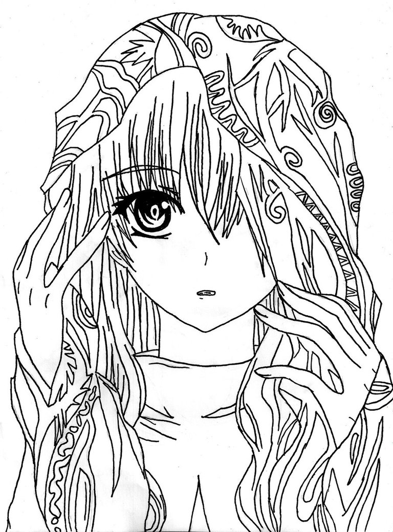 Lineart Anime Coloring Pages Printable 111