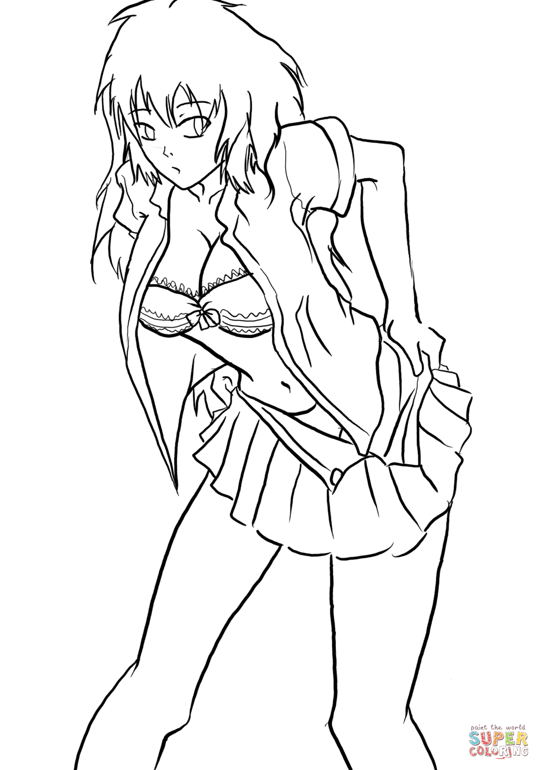 Lineart Anime Coloring Pages Printable 12