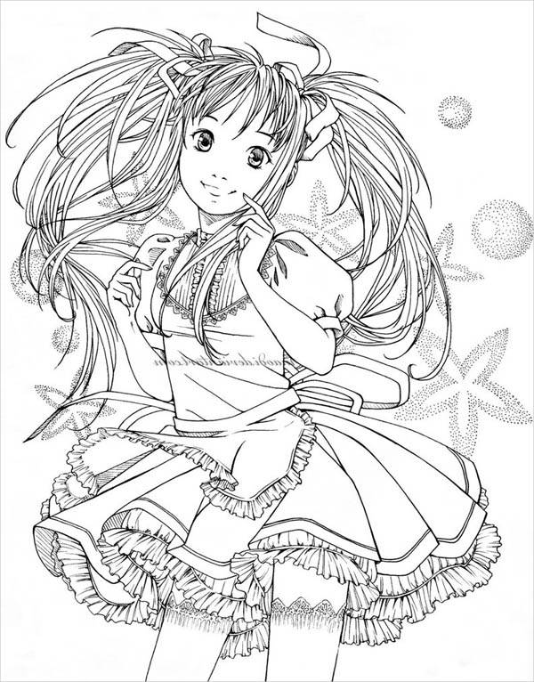 Lineart Anime Coloring Pages Printable 14