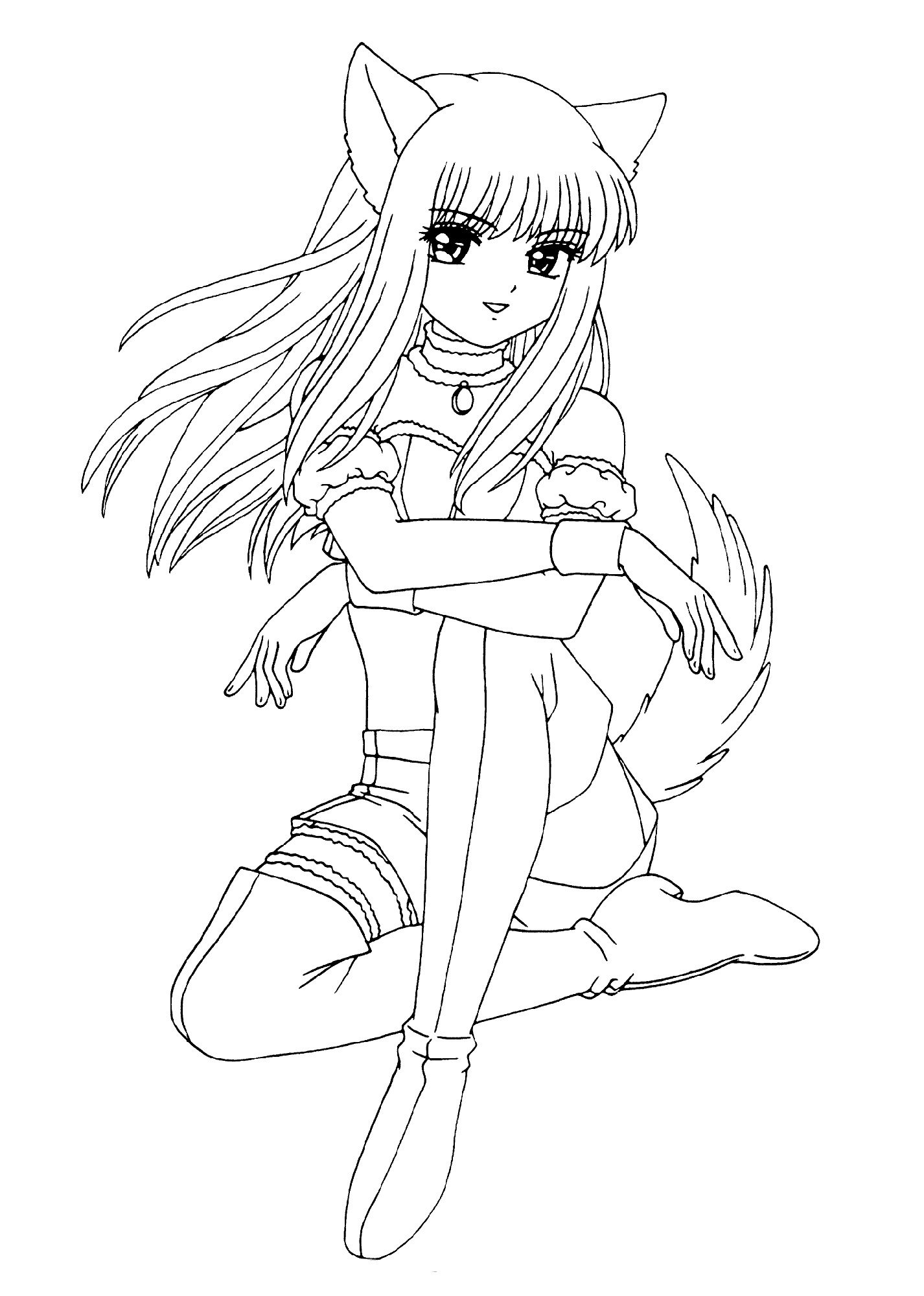 Lineart Anime Coloring Pages Printable 17