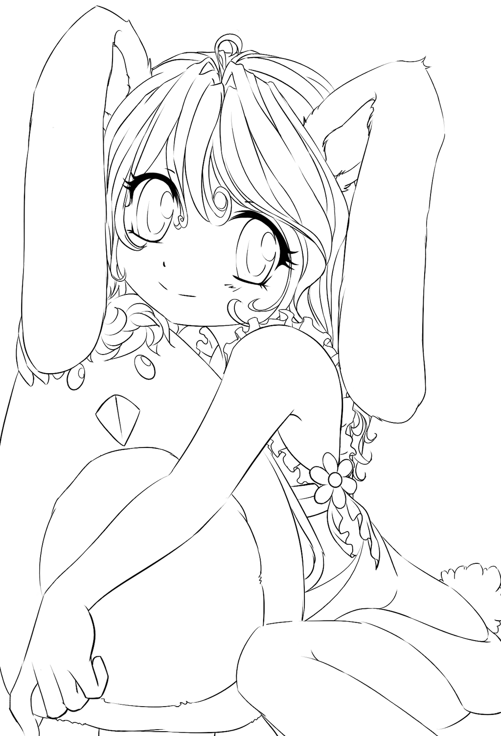 Lineart Anime Coloring Pages Printable 20