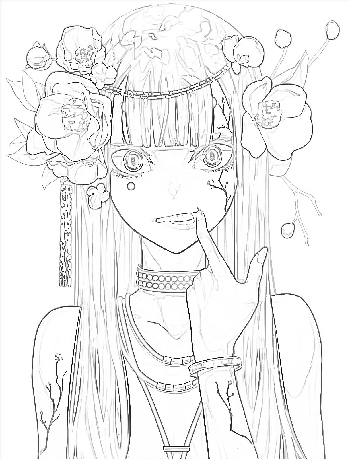 Lineart Anime Coloring Pages Printable 26