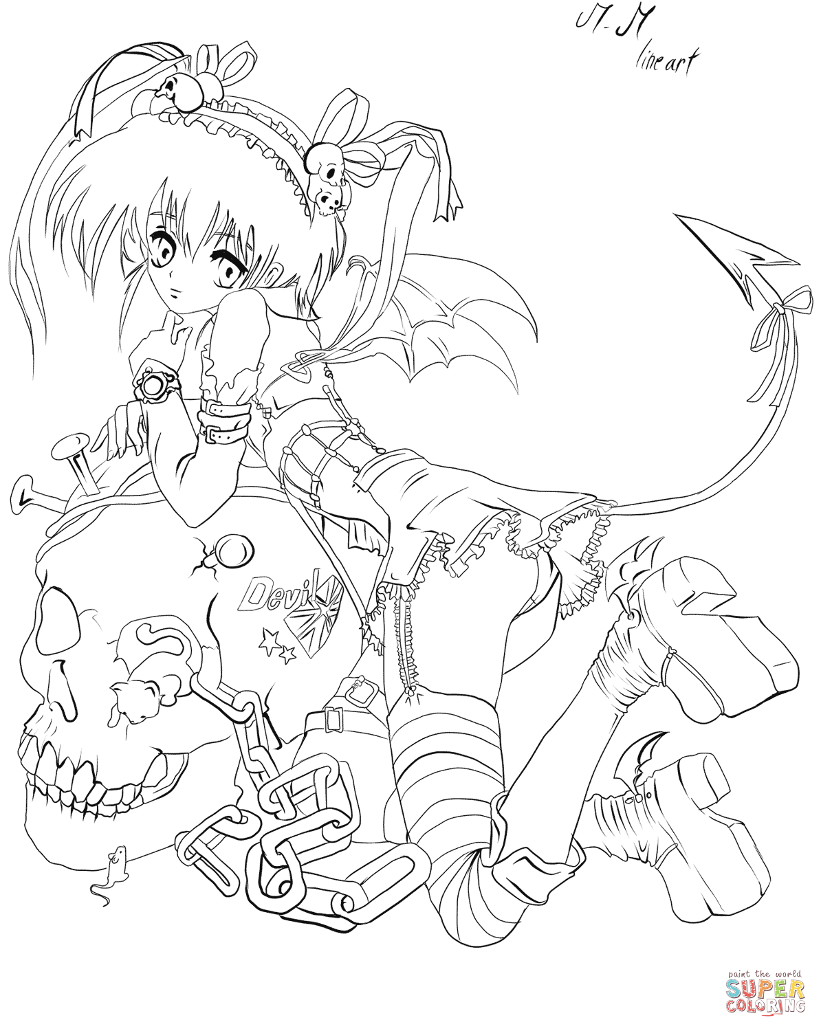 Lineart Anime Coloring Pages Printable 60