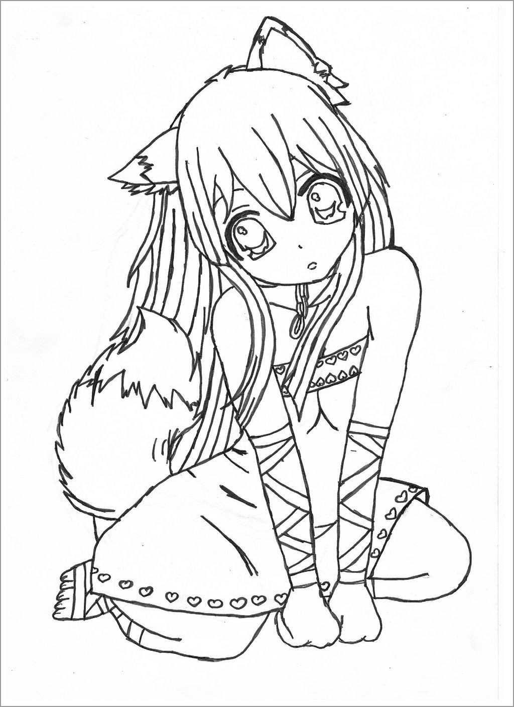 Lineart Anime Coloring Pages Printable 61