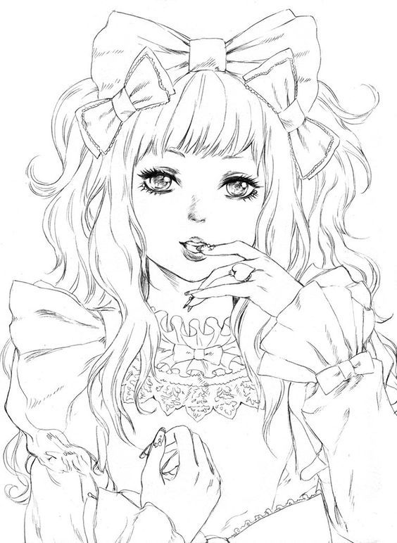 Lineart Anime Coloring Pages Printable 65