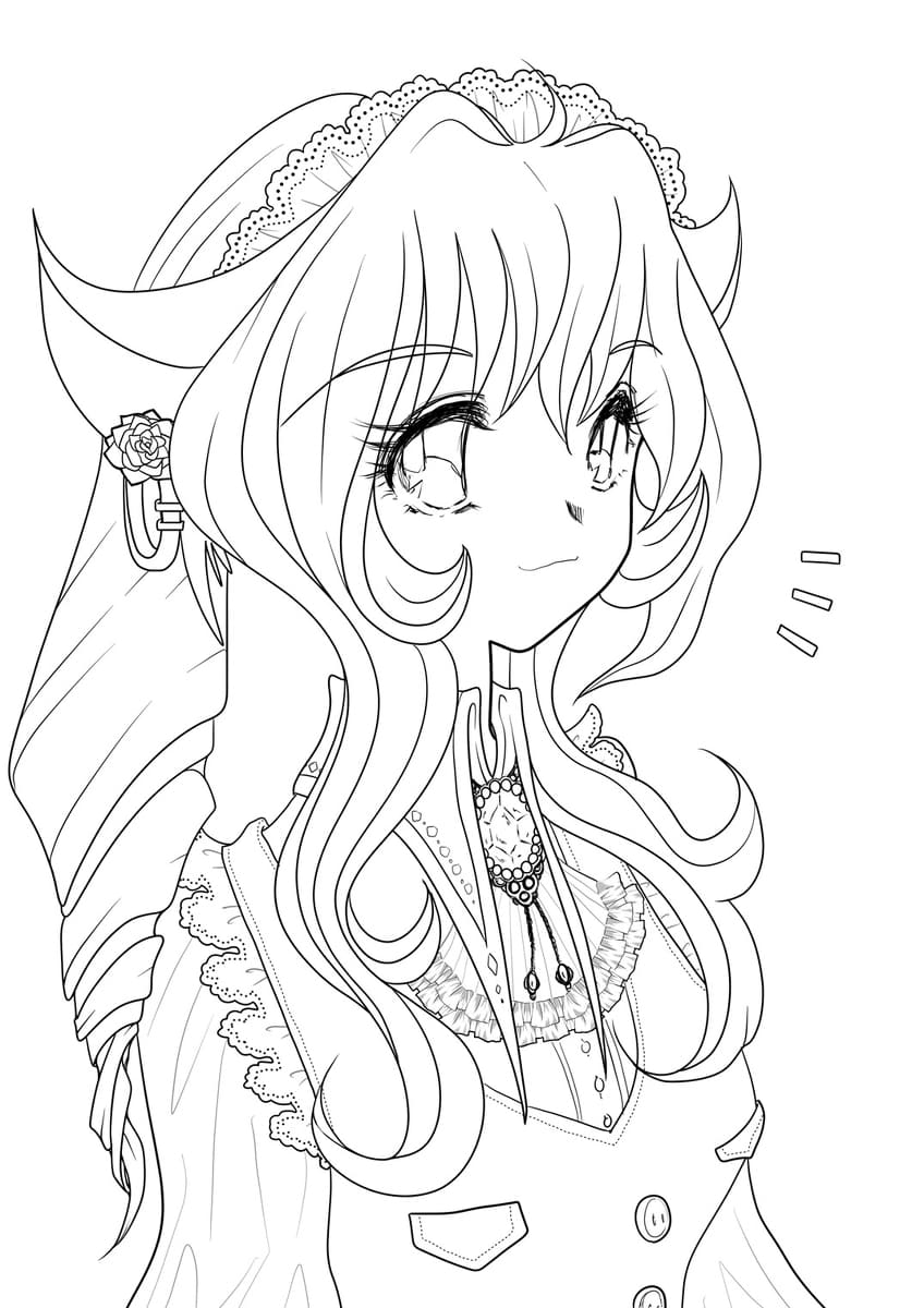 Lineart Anime Coloring Pages Printable 72