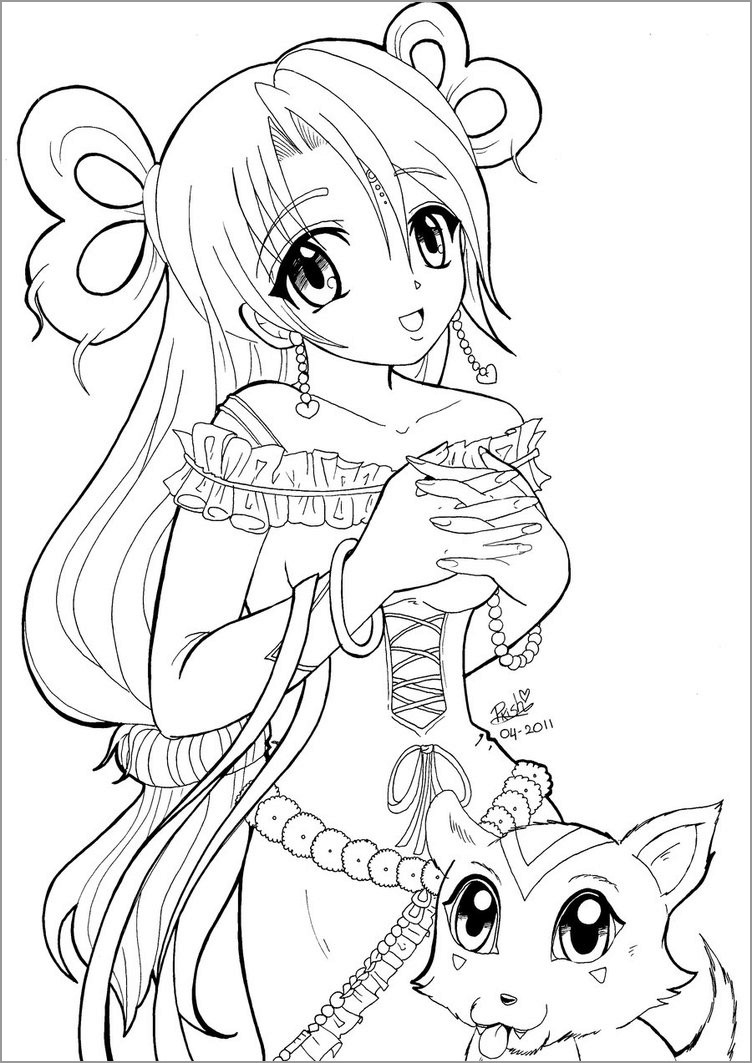 Lineart Anime Coloring Pages Printable 76