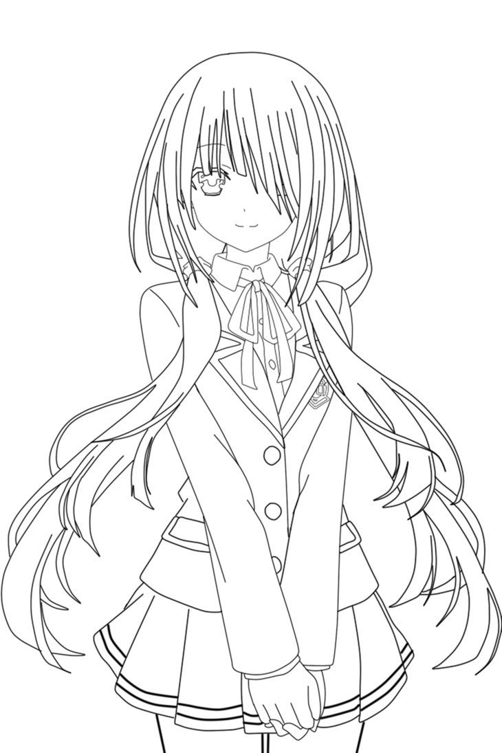 Lineart Anime Coloring Pages Printable 82