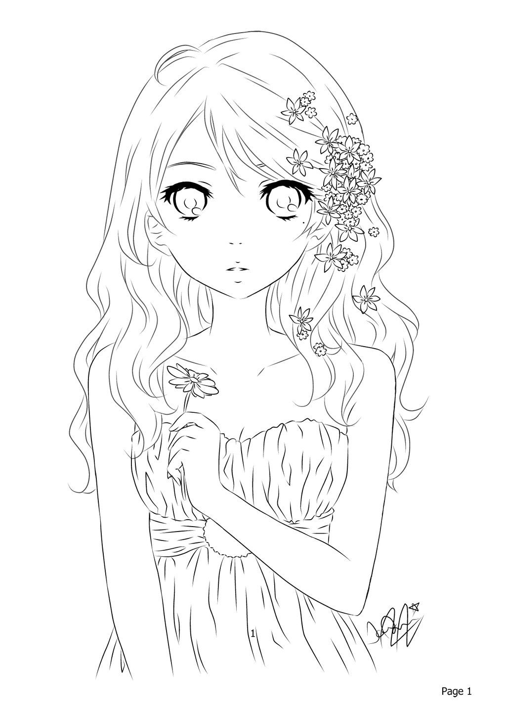 Lineart Anime Coloring Pages Printable 89