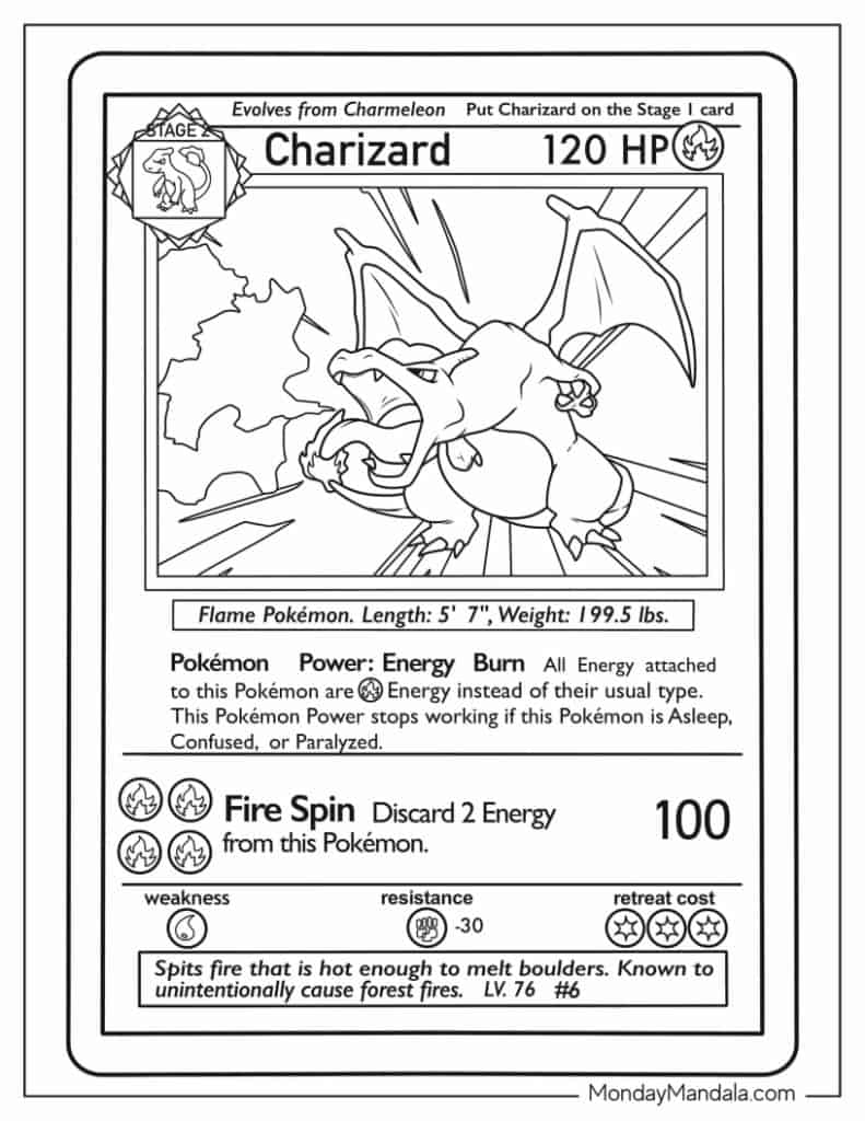 Pokemon Charizard Coloring Page 6