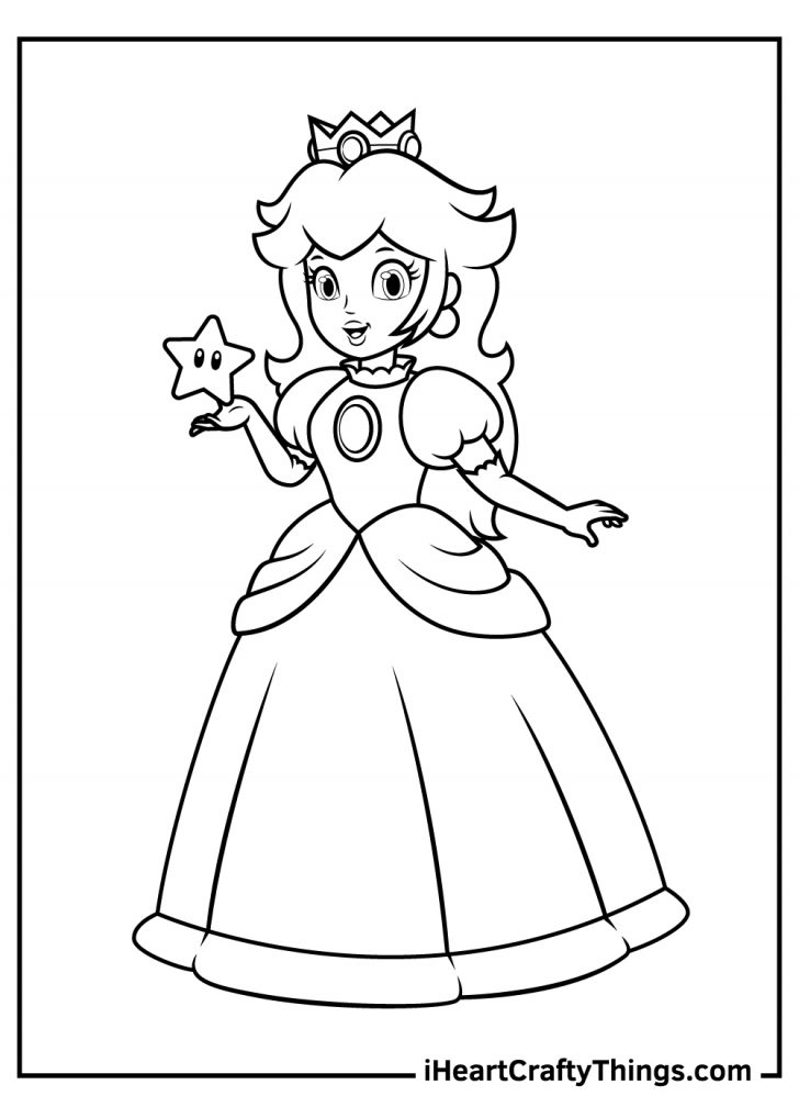 Princess Peach Coloring Pages for Kids 1