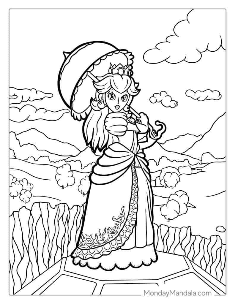 Princess Peach Coloring Pages for Kids 13