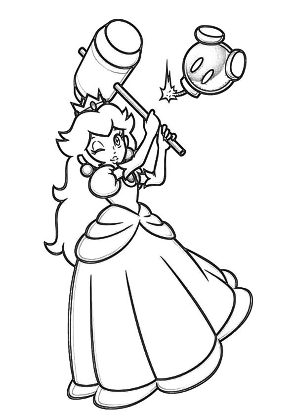 Princess Peach Coloring Pages for Kids 19