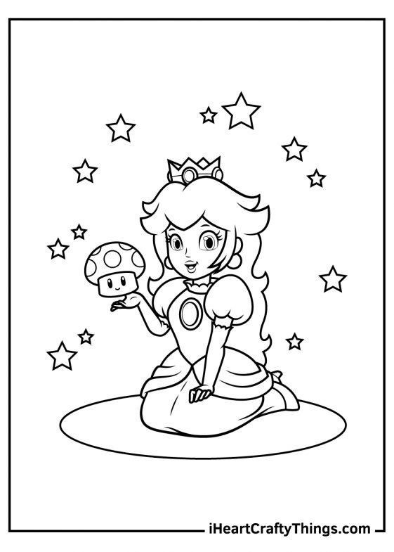 Princess Peach Coloring Pages for Kids 21