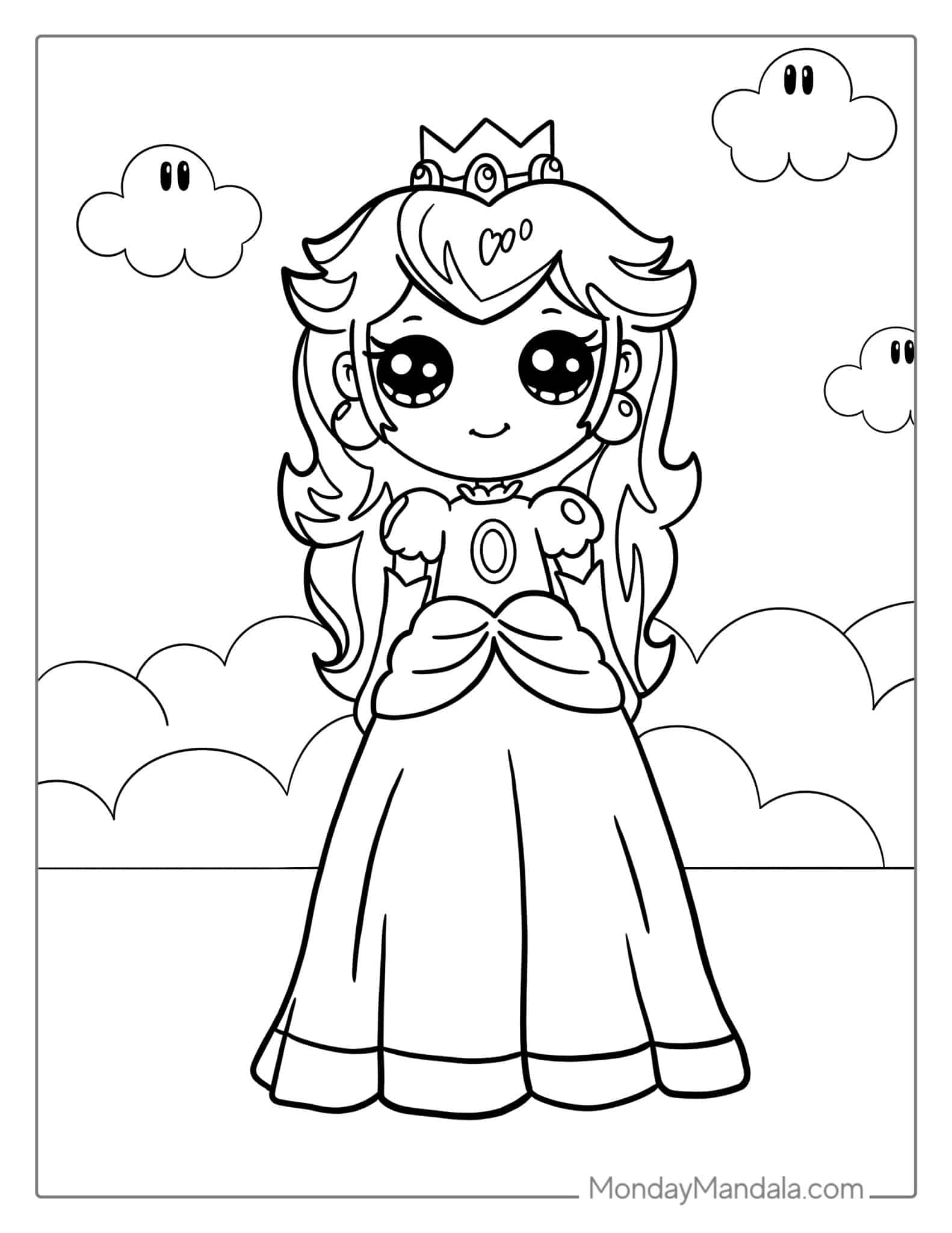 Princess Peach Coloring Pages for Kids 24