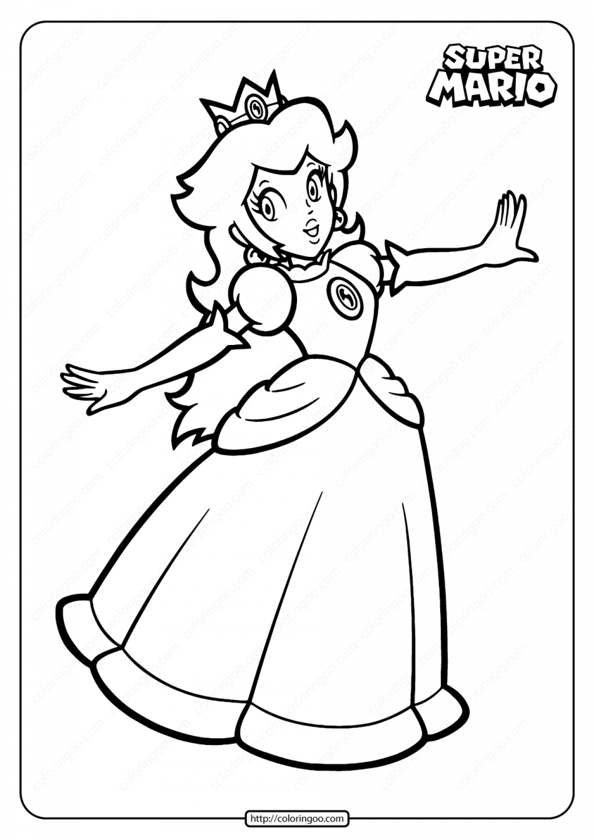 Princess Peach Coloring Pages for Kids 26