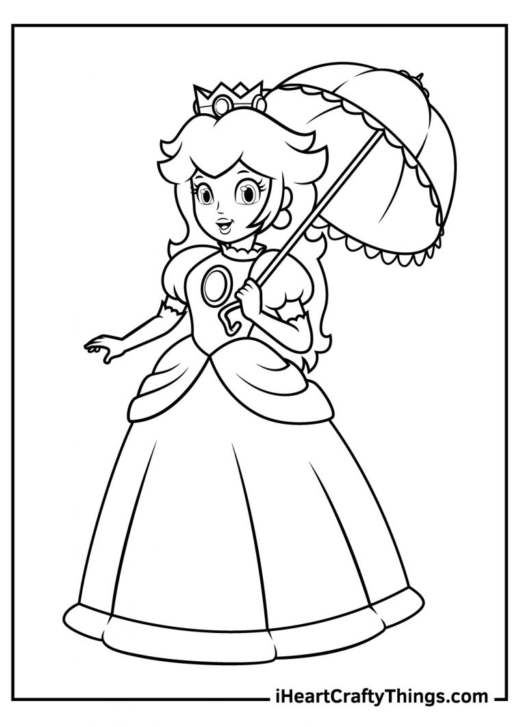 Princess Peach Coloring Pages for Kids 3