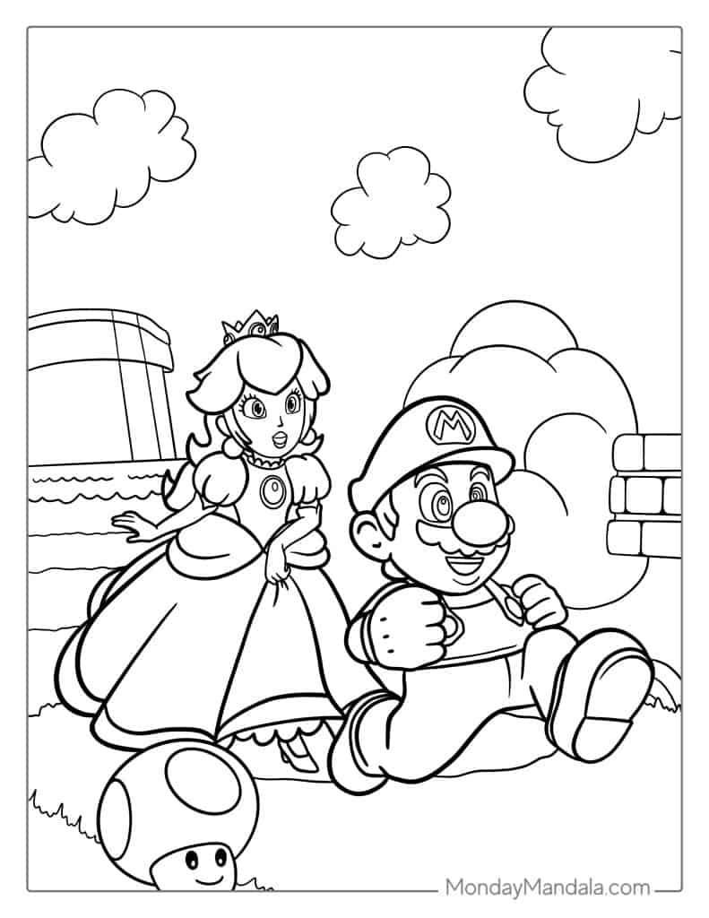 Princess Peach Coloring Pages for Kids 38