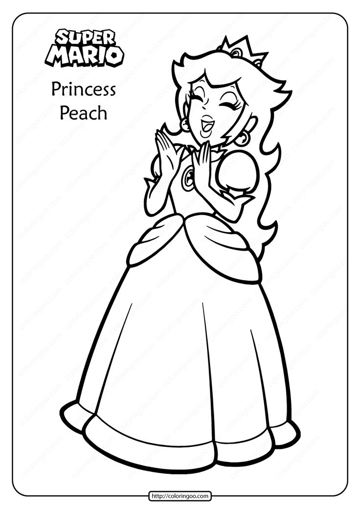 Princess Peach Coloring Pages for Kids 6