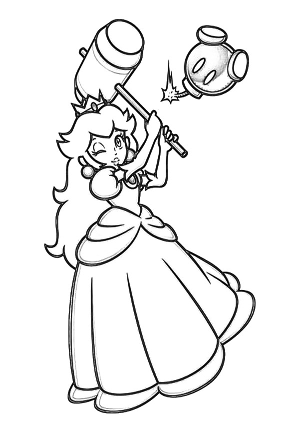 Princess Peach Coloring Pages for Kids 8