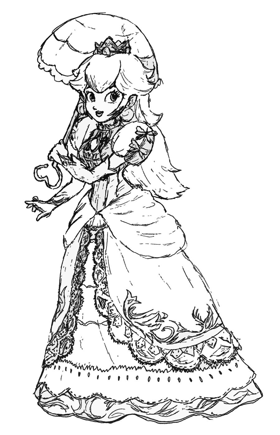 Princess Peach Coloring Pages for Kids 92