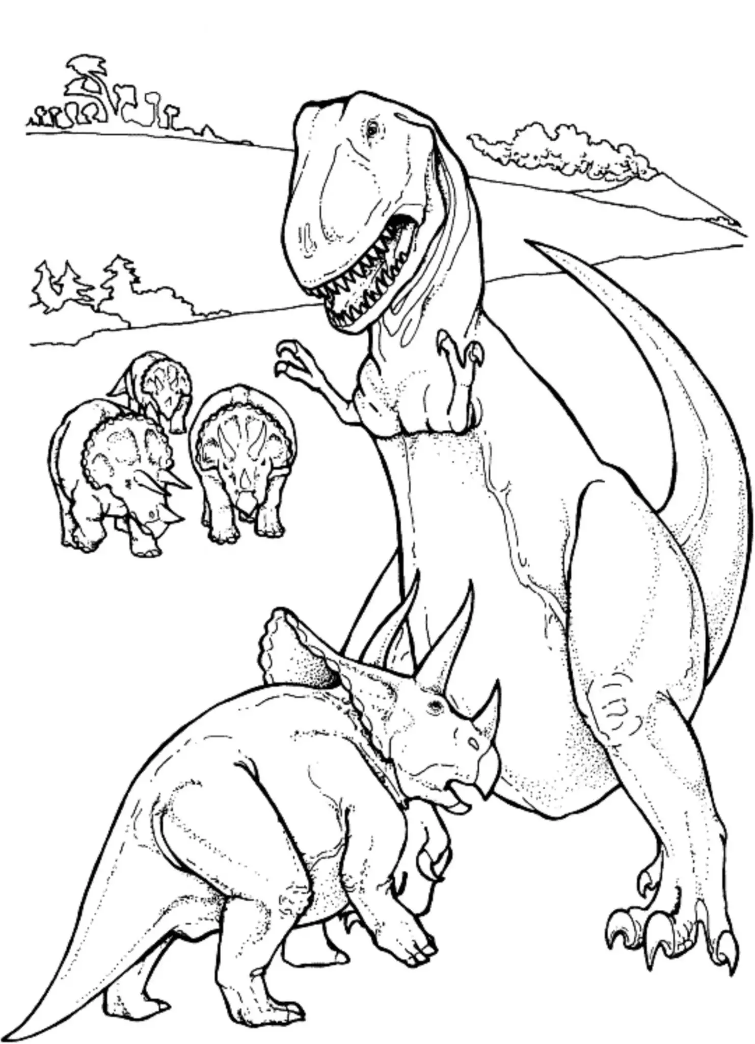 Scary T Rex Coloring Pages Free Printable 115