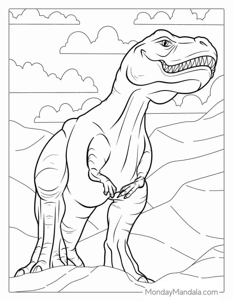 Scary T Rex Coloring Pages Free Printable 13