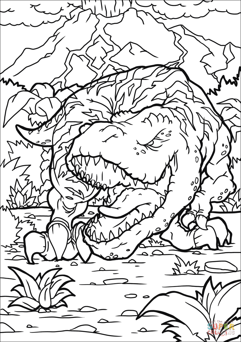 Scary T Rex Coloring Pages Free Printable 18