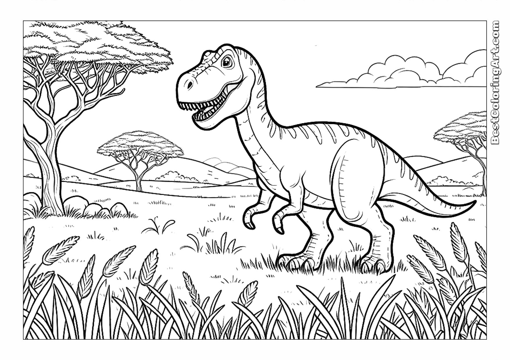 Scary T Rex Coloring Pages Free Printable 66