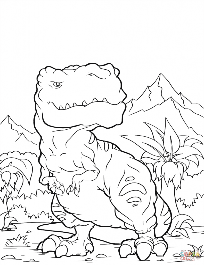 Scary T Rex Coloring Pages Free Printable 8