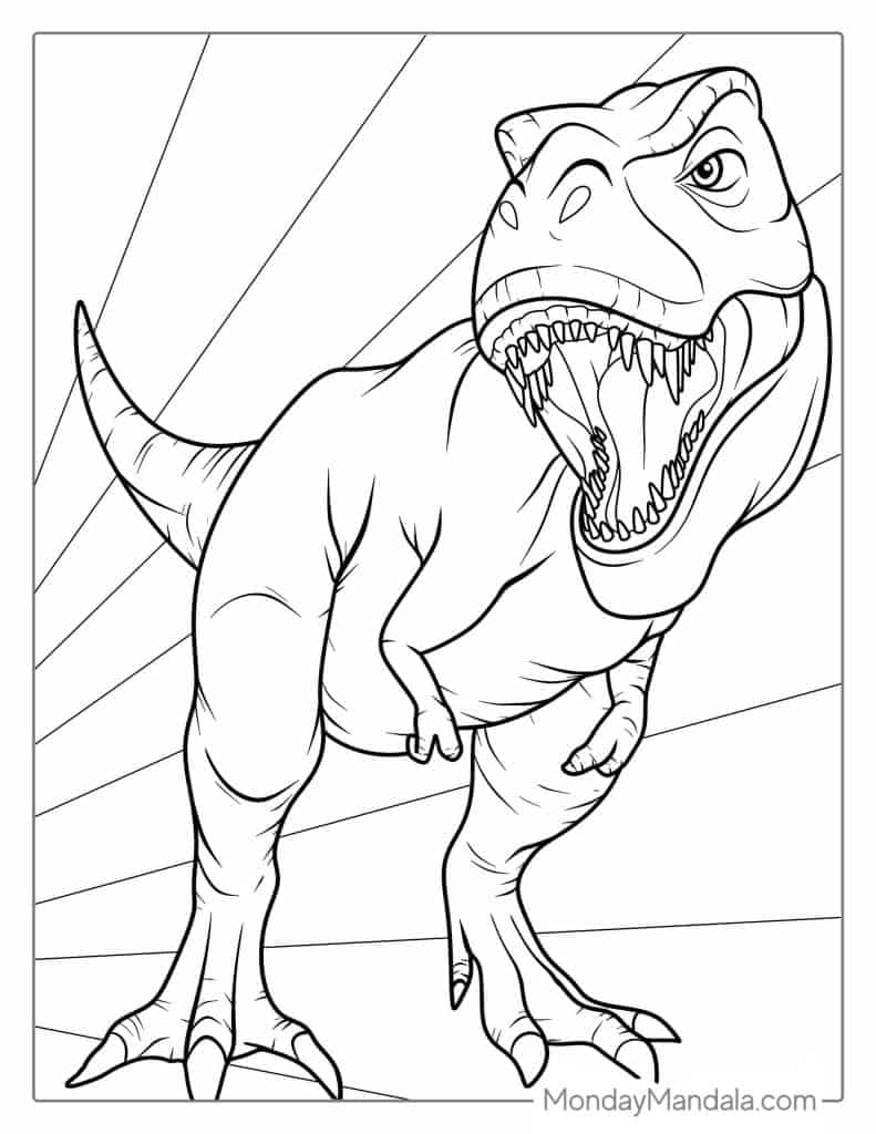 Scary T Rex Coloring Pages Free Printable 97