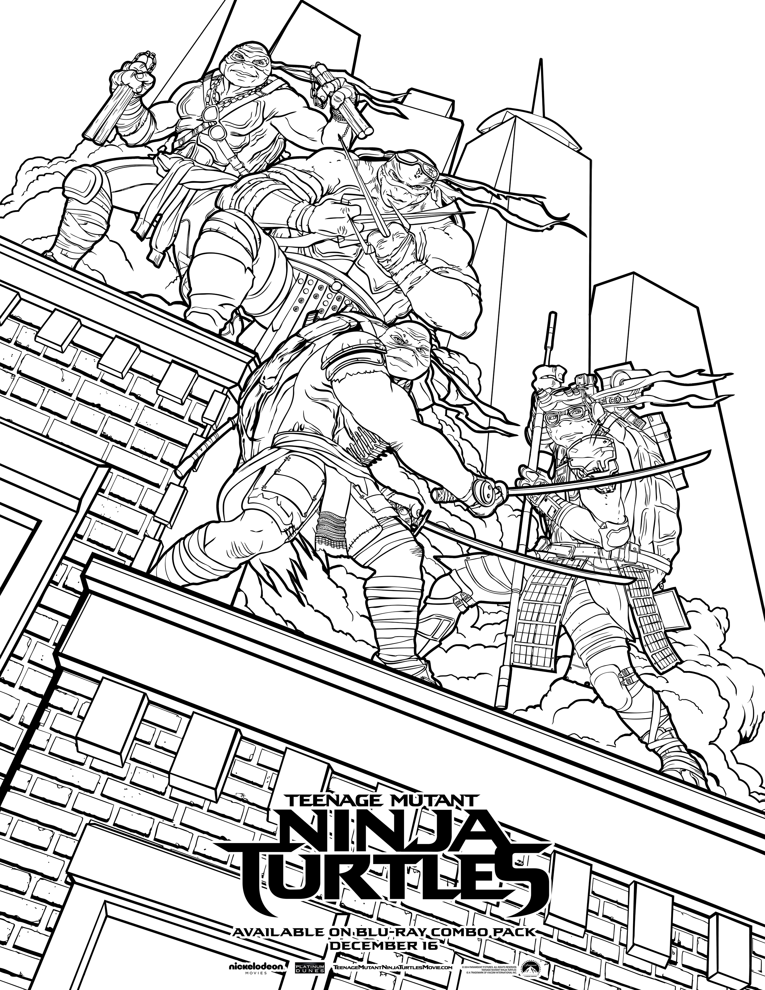 TMNT Ninja Turtle Coloring Pages Printable 1