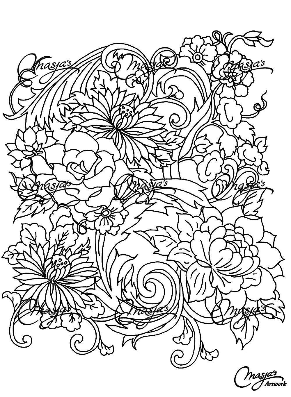 45 Roses Coloring Pages for Adult Free Printable 102