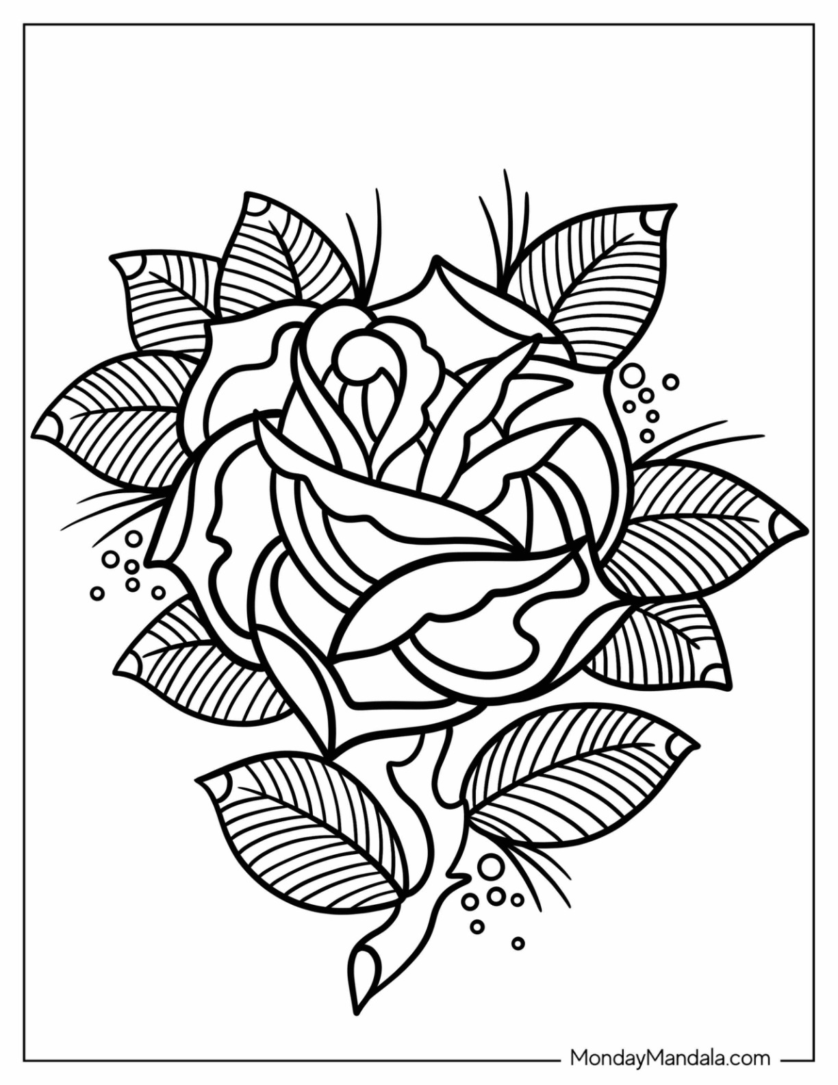 45 Roses Coloring Pages for Adult Free Printable 107