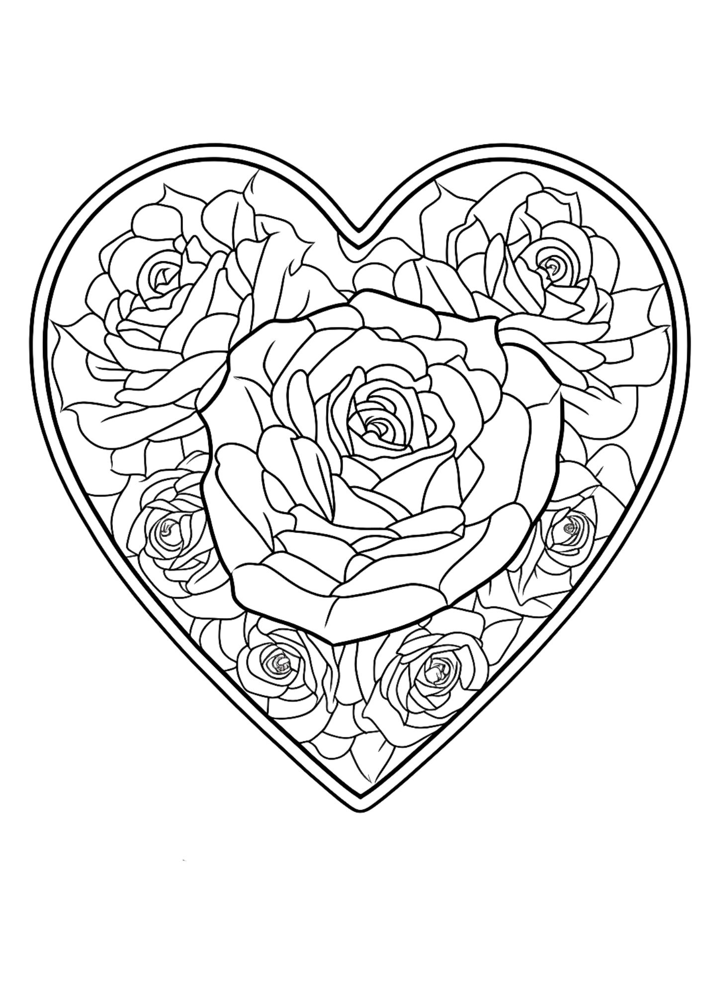 45 Roses Coloring Pages for Adult Free Printable 125