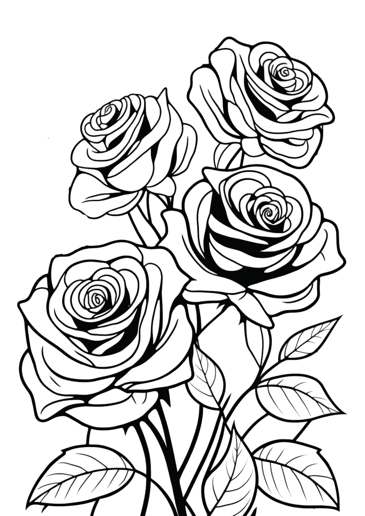 45 Roses Coloring Pages for Adult Free Printable 167