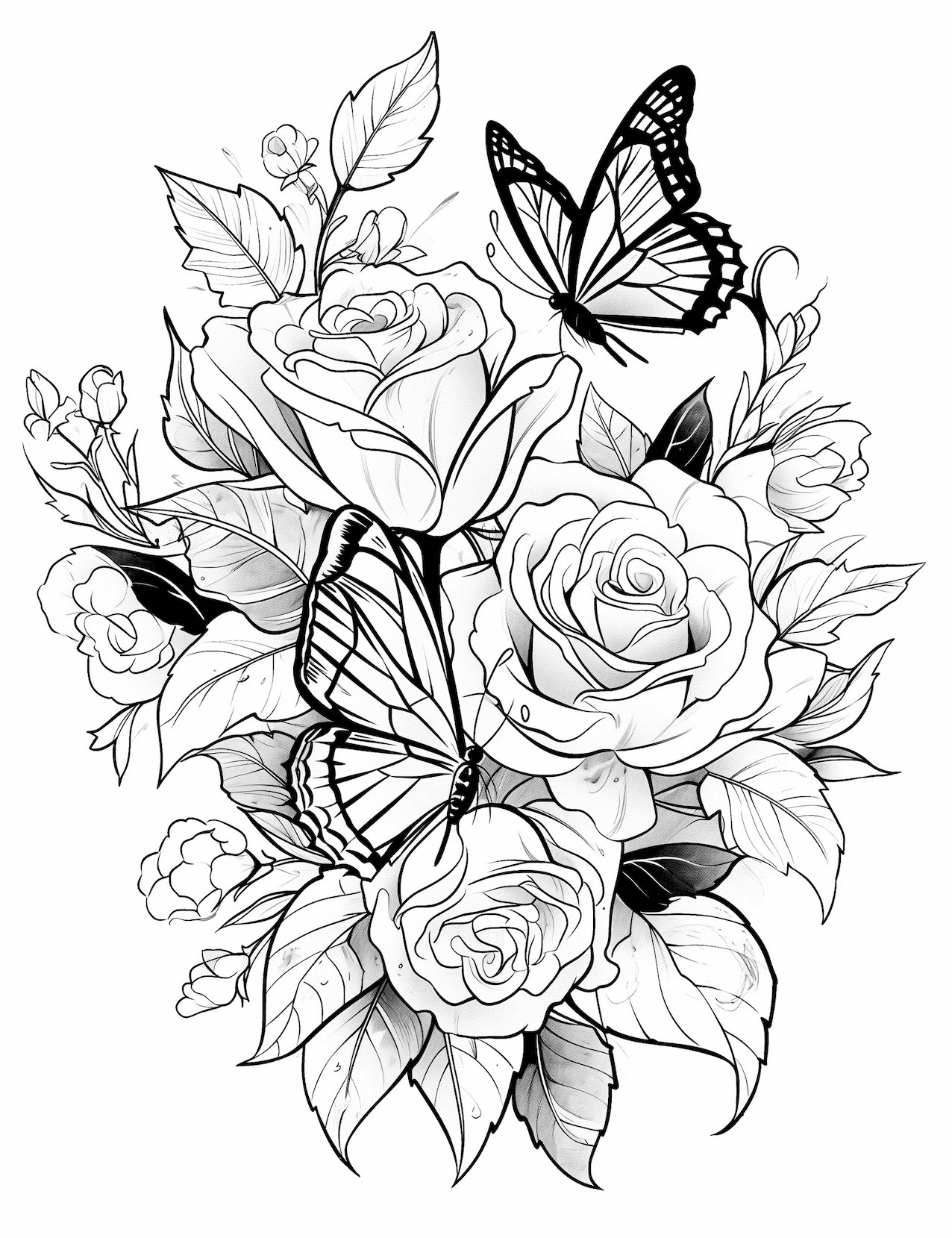 45 Roses Coloring Pages for Adult Free Printable 168