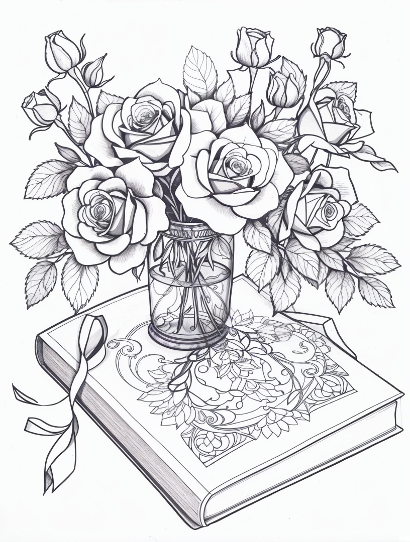 45 Roses Coloring Pages for Adult Free Printable 174